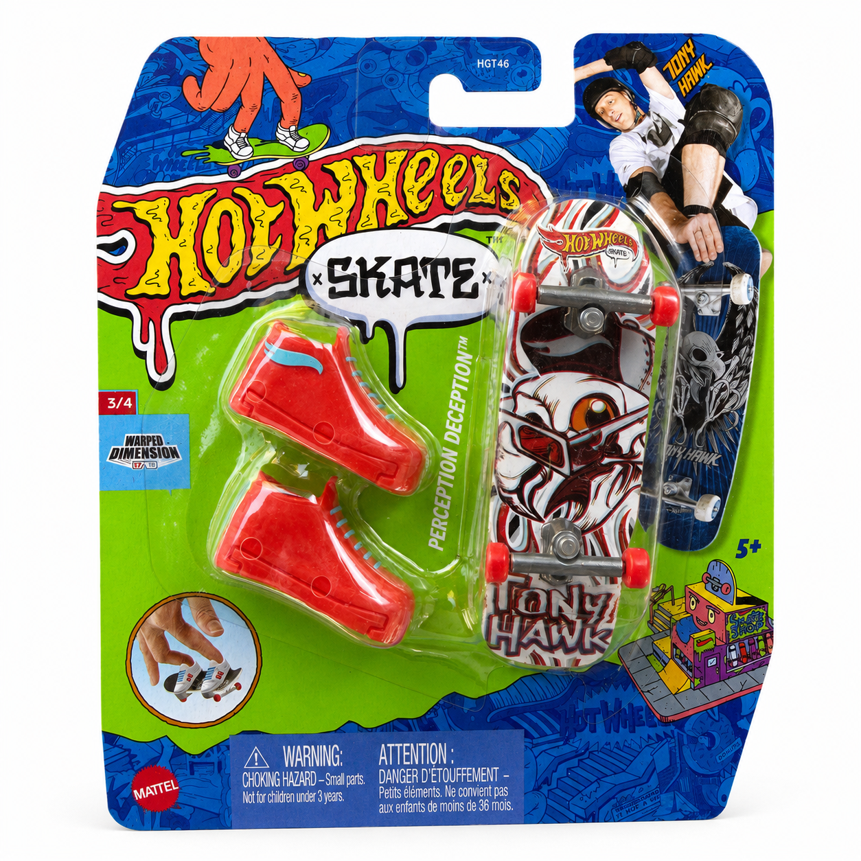 Hot Wheels Stake Tony Hawk “Perception Deception” Fingerboard & Shoe - 3/4