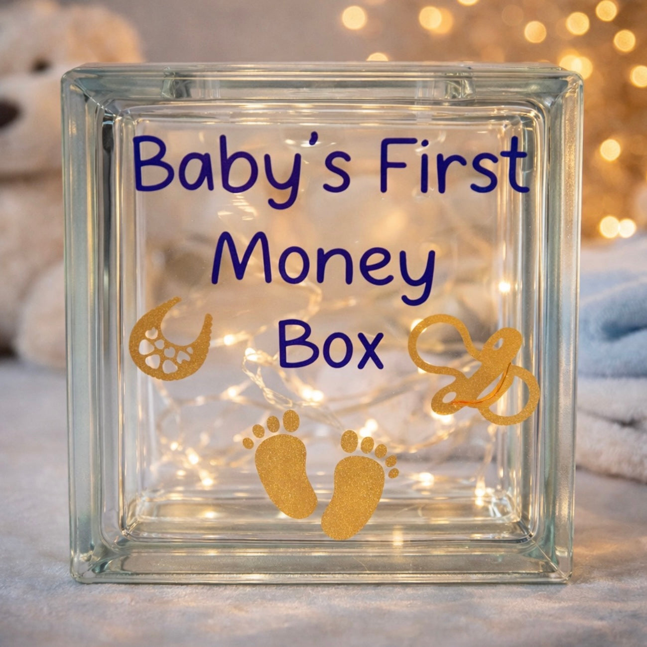 Baby’s First Money Box Glass Block