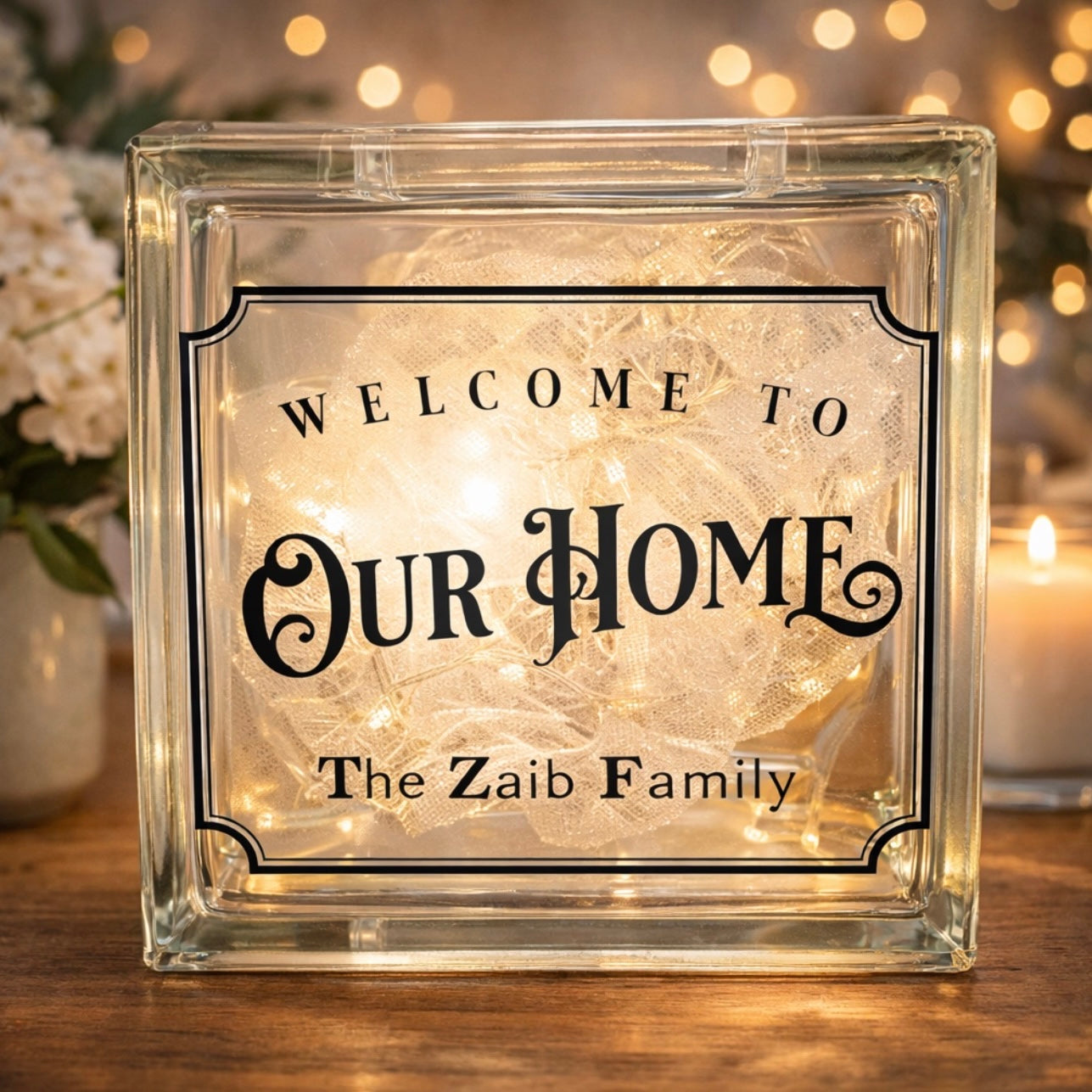 Welcome To Our Home Light Glass Block