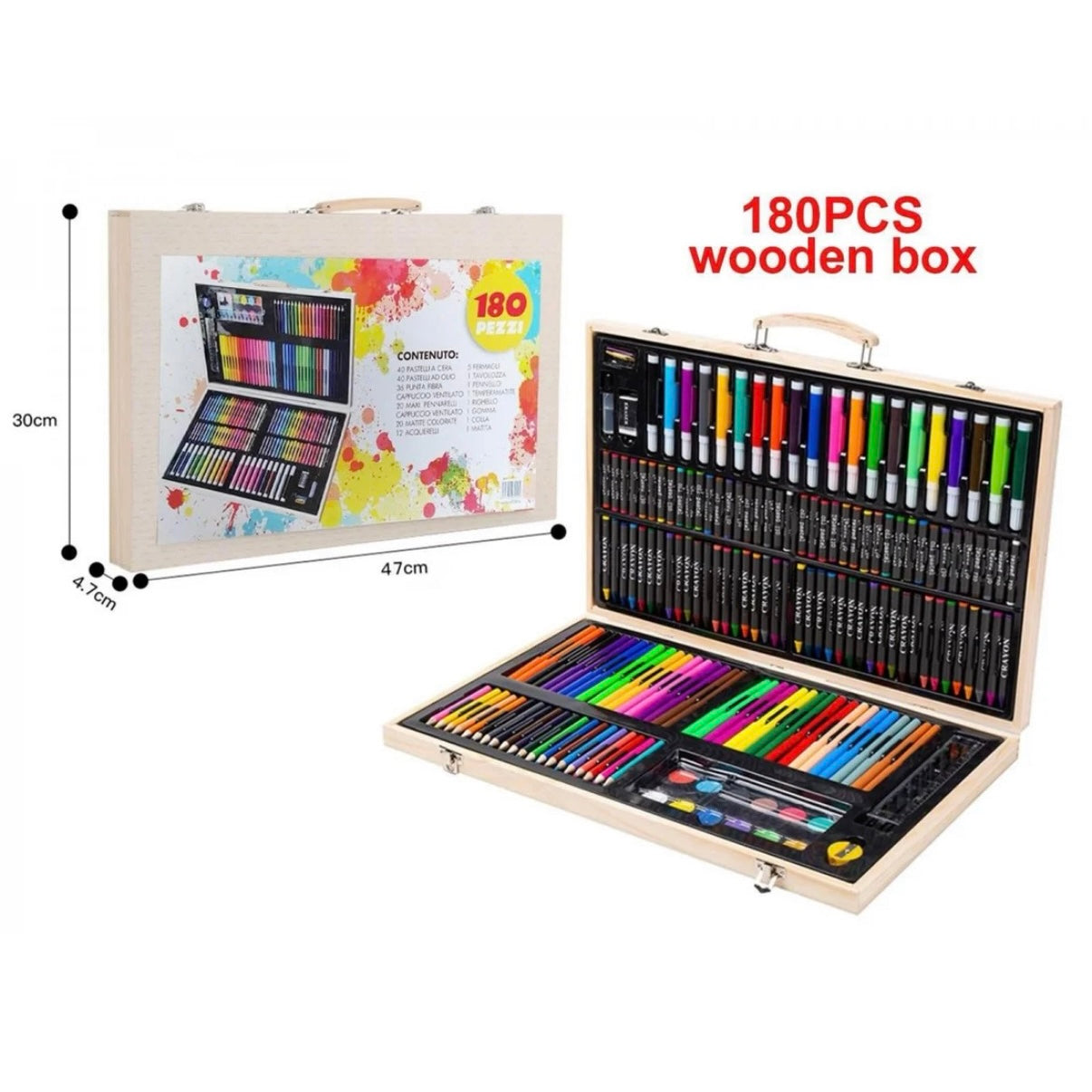 180 Piece Wooden Stationary Case