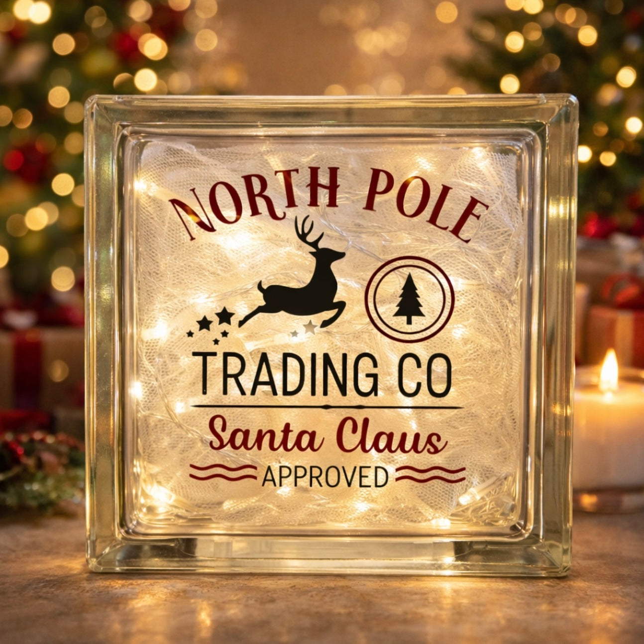 North Pole Light Glass Block