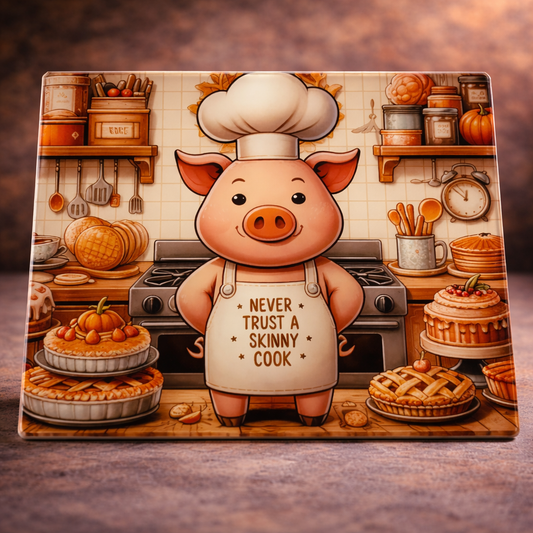 A4 Never Trust A Skinny Cook Glass Chopping Board