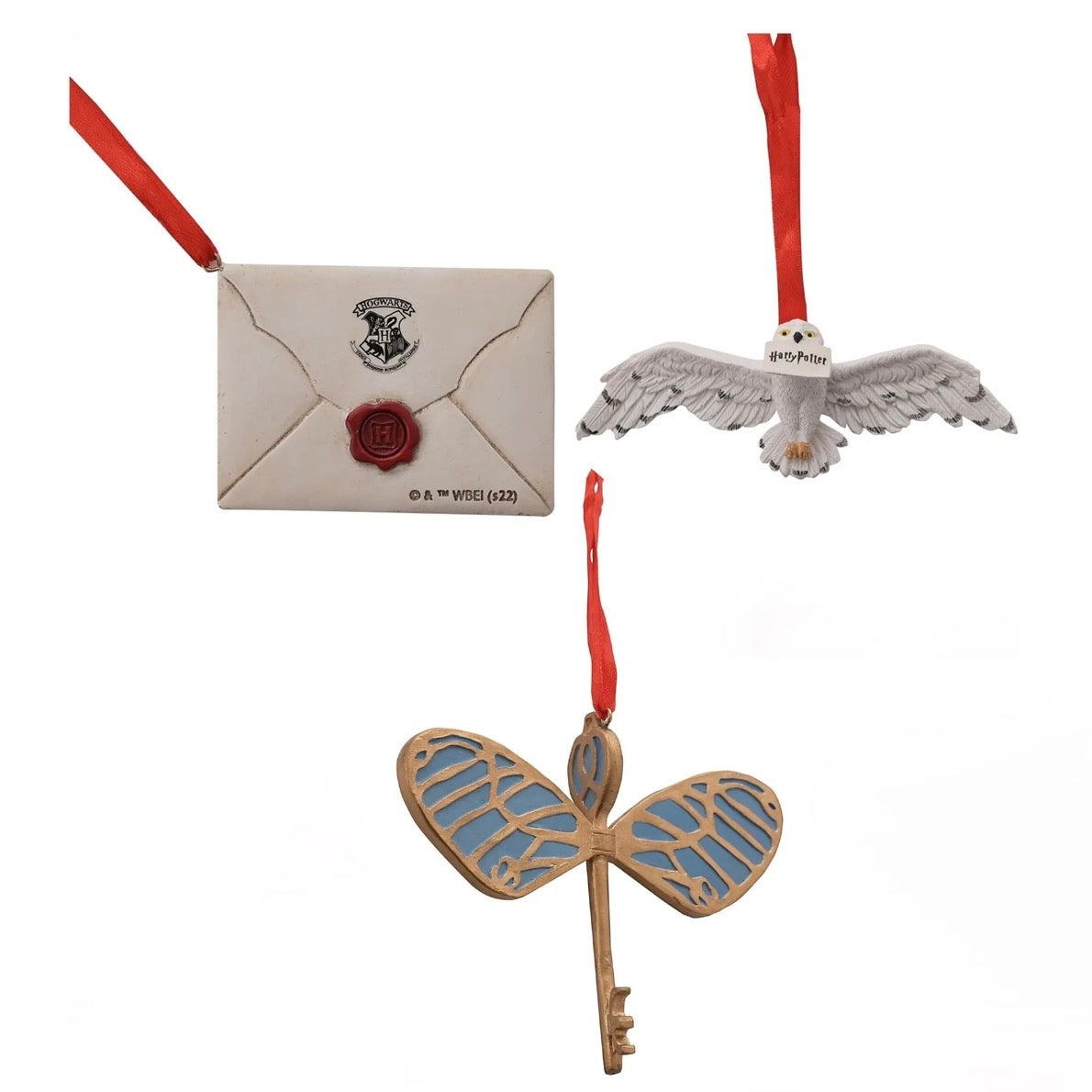 Harry Potter Set Of 3 Decorations - Letter, Owl & Key