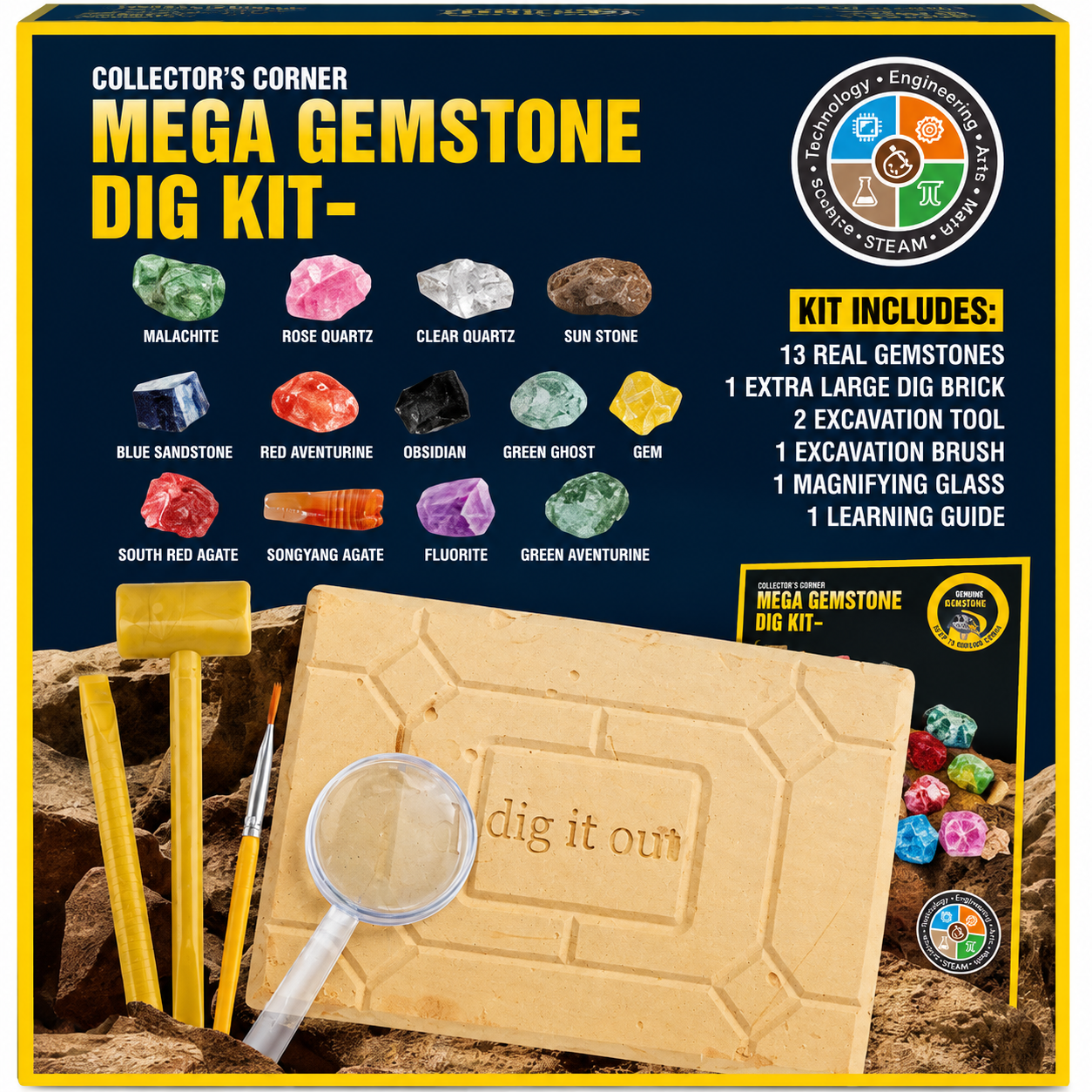 Mega Gemstone Dig It Kit 13 Gems