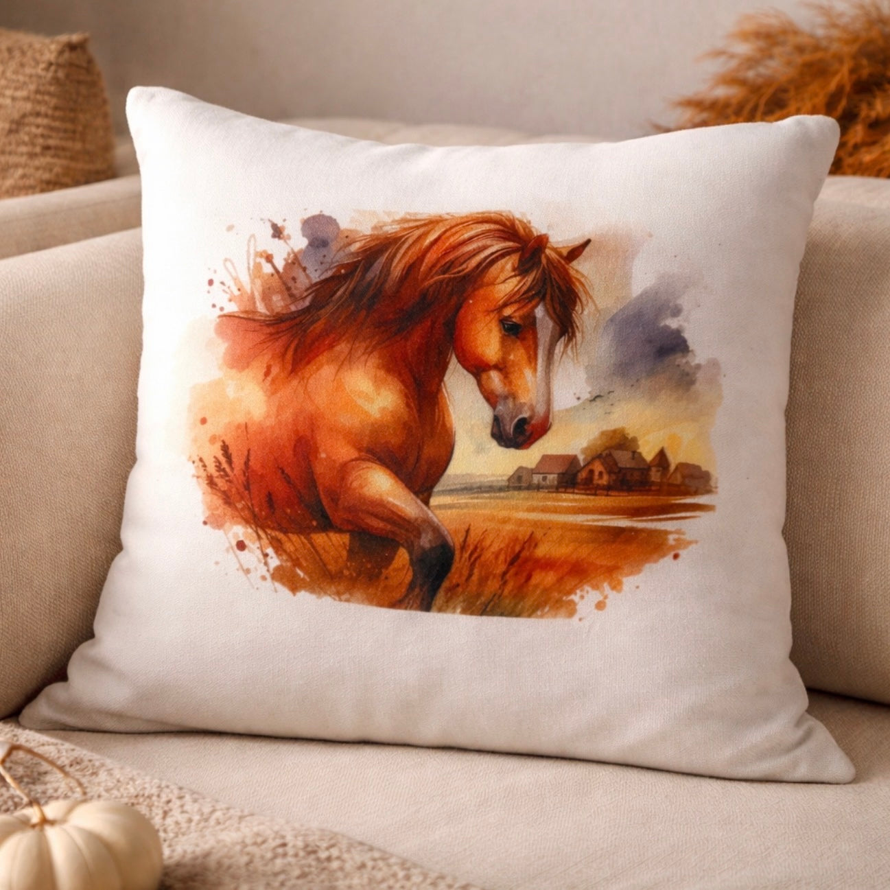 Horse Cushion – Rustic Countryside Home Décor