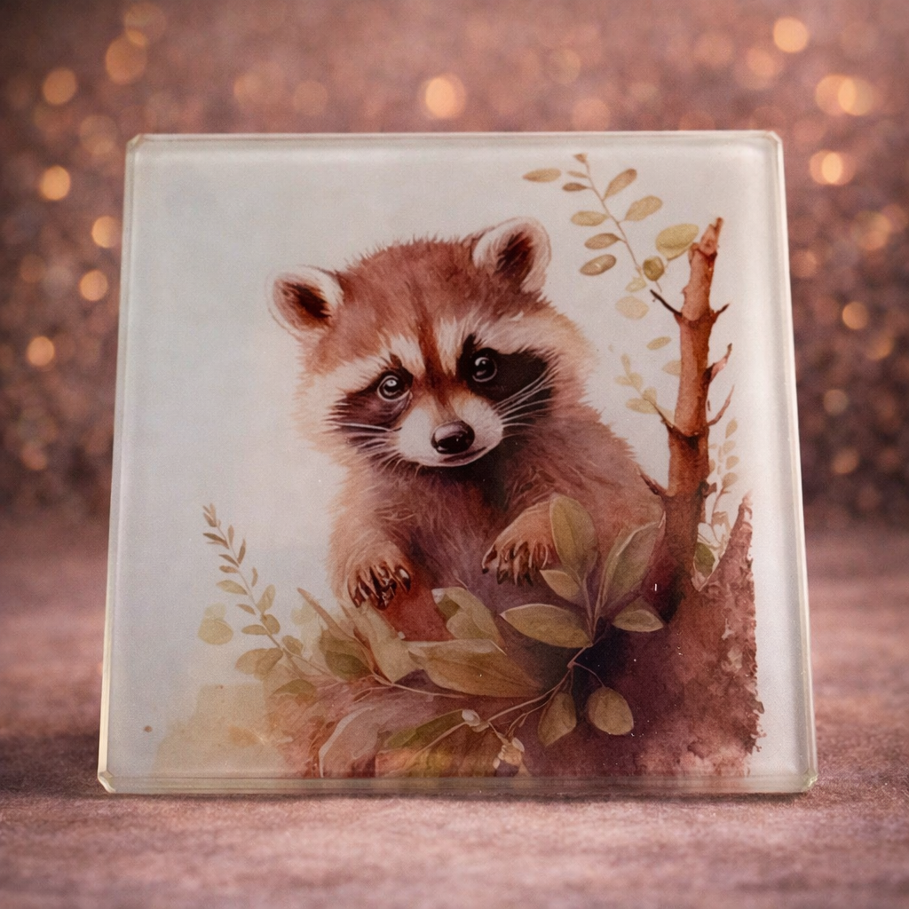 Raccoon Glass Coaster