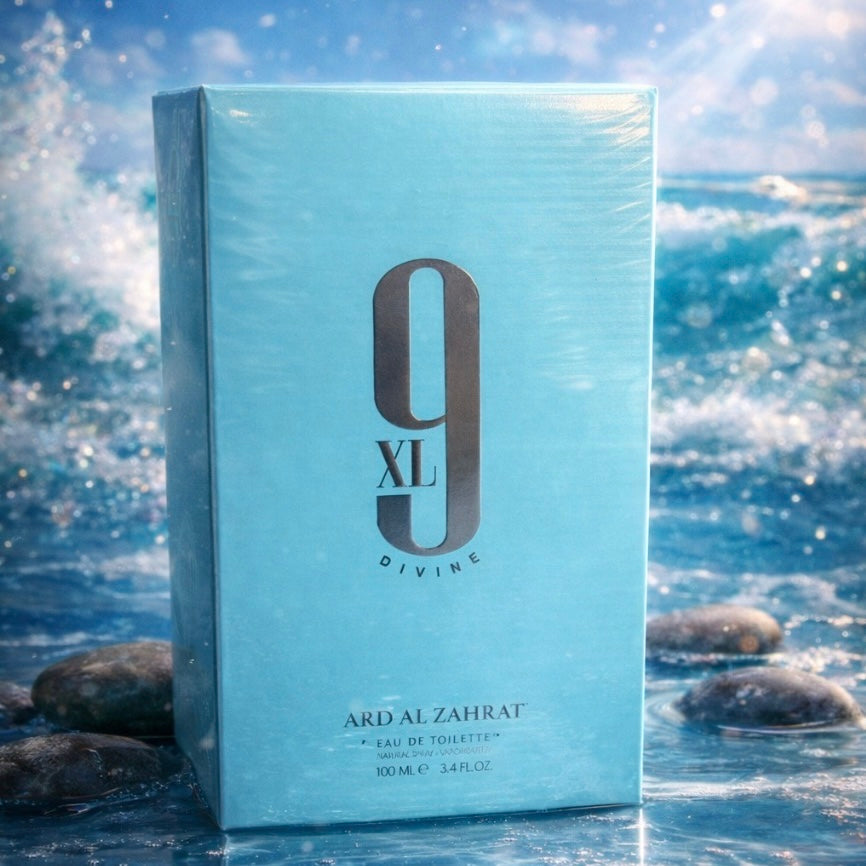 Blue box with 'OXL' branding on a water background