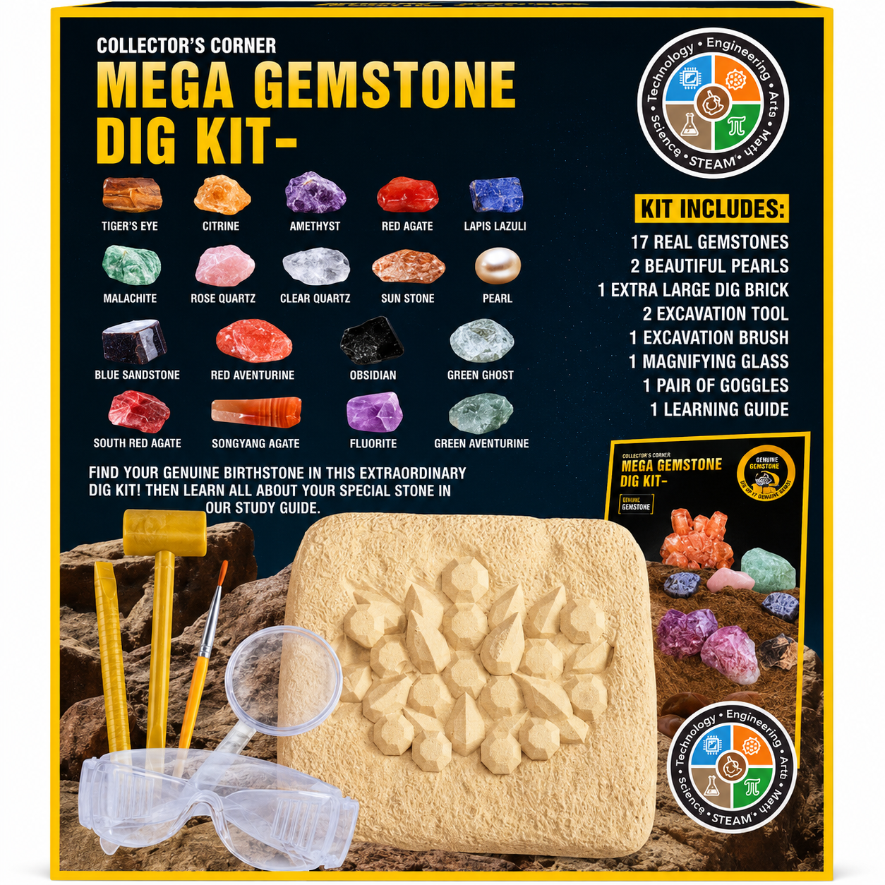 Mega Gemstone Dig It Kit 17 Gems