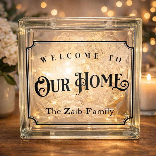 Welcome To Our Home Light Glass Block