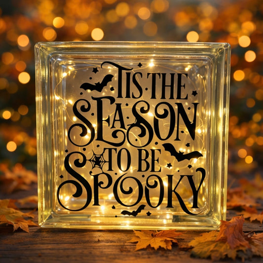 Tis The Season To Be Spooky Light Up Glass Block