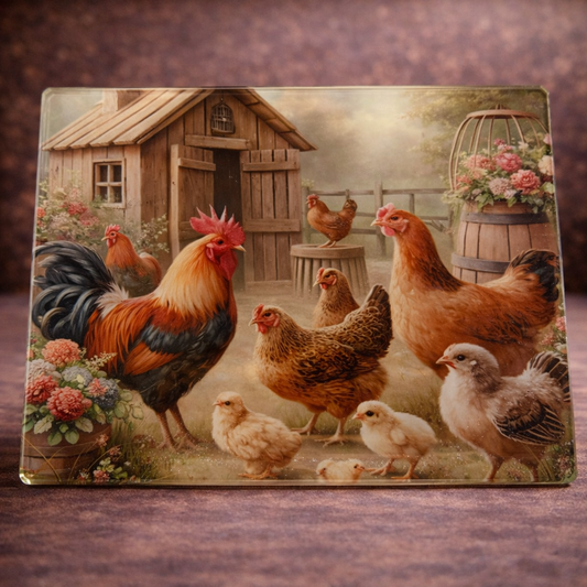 A4 Chicken Glass Chopping Board