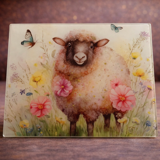 A4 Sheep Glass Chopping Board